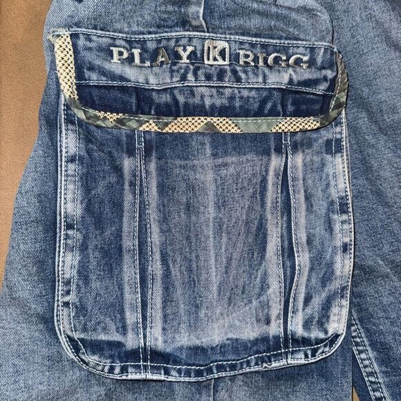 Men’s VTG oversized jorts Play‎ Bigg brand Knee-Length blue Jean Shorts size 42 - Picture 3 of 9